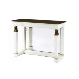 ME_16. Consola estilo imperio pintada en blanco con detalles en bronce y dorado