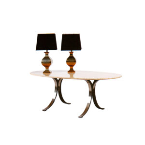 ME_39. Mesa de comedor tapa mámol travertino. Osvaldo Borsani para Tecno