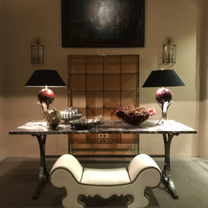 ME_72 Mesa de acero inoxidable y mármol rosa Maison Jansen (d)